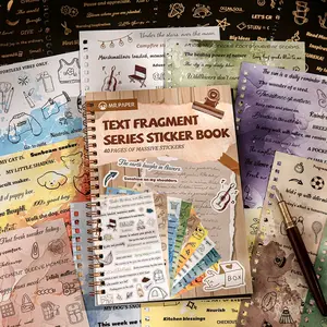 40 Sheets/pack Word Fragments Series Gold Foil Stickers Book with Adhesive DIY Diary Notebook Phone Case Album Frame