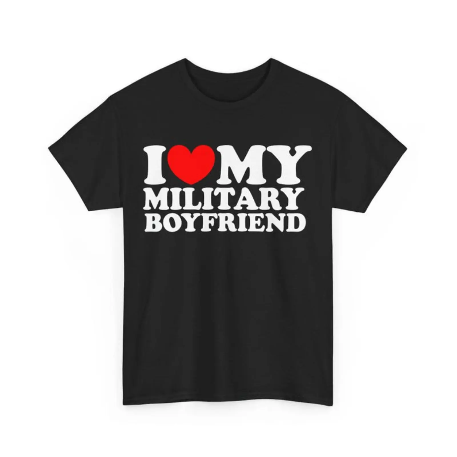 Cotton Knit Short-Sleeve Round Neck Casual Sports Top - Custom Military Couple Apparel, Proud Girlfriend Gift, Shortsleeve