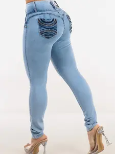 MX JEANS Light Acid Wash Push Up Mid Rise Skinny Jeans RESTOCK