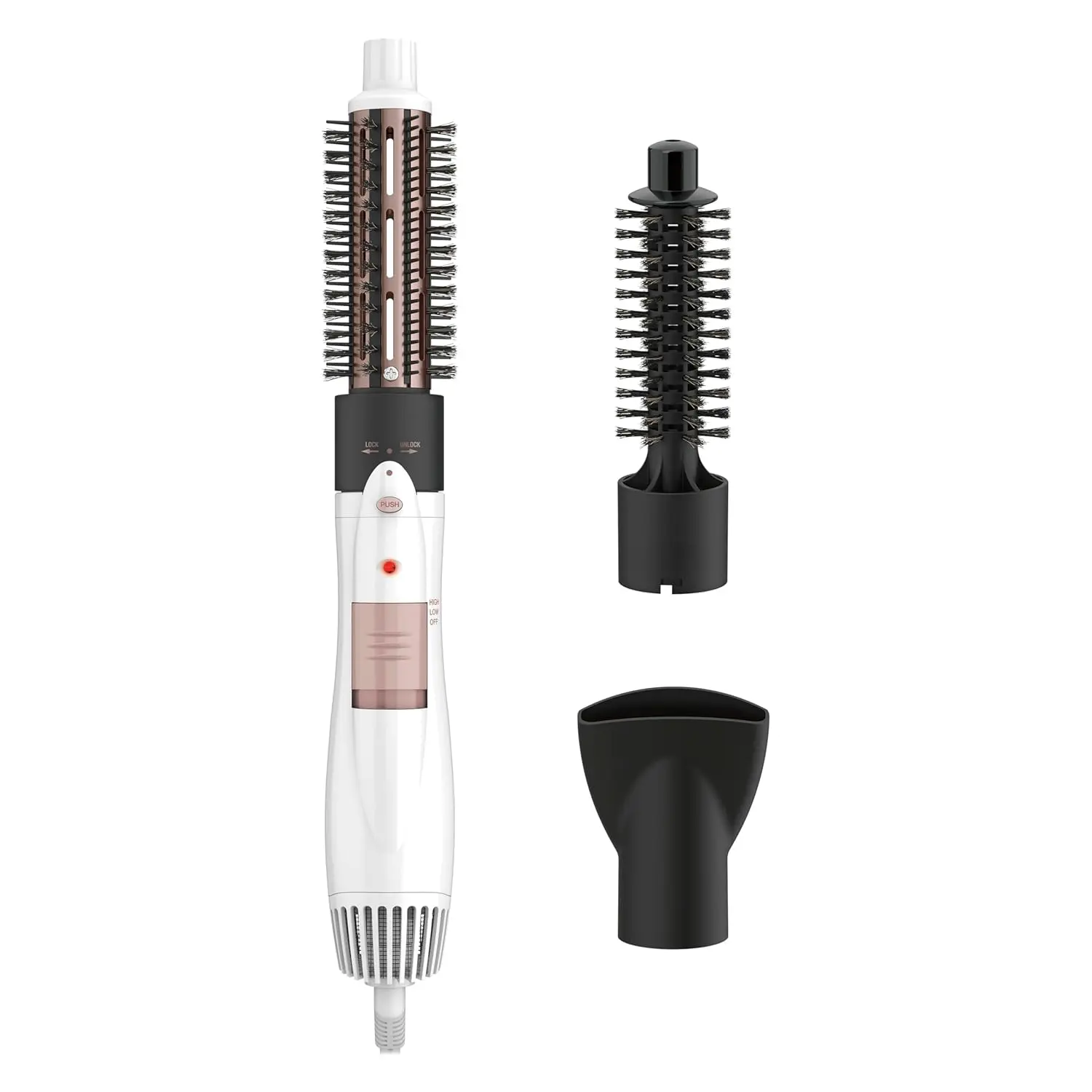 Conair Double Ceramic 3-in-1 Hot Air Brush Triple Tool Set - 1000W, for All Hair Types, Voluminous Curls & Straight Styles, Includes 1.25" Thermal, 0.75" Bristle Attachments & Concentrator, Swap Tips Easily, 1000 Watts
