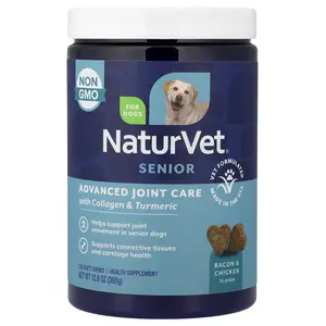 NaturVet Senior Advanced Joint Care With Collagen & Turmeric, For Dogs, Bacon & Chicken, 120 Soft Chews, 12.6 oz (360 g)
