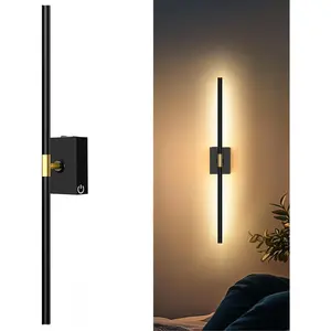 Battery Operated Wall Sconces 10000mAh Rechargeable Wall Lights with Remote Control, 360° Rotate Wireless Wall Scone Decor for TV/Mirror Bedroom Living Room, 31.5 Inch, Black