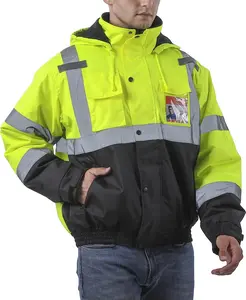 Safety Reflective Jackets for work, Waterproof Class 3 with Pockets, Mens Work Construction Coat for Cold Weather safety jacket Fleece Menswear