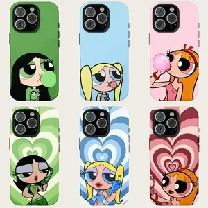 Powerpuff Girls Vibrant Cartoon Tough Phone Case for iPhone 17Air 16Promax 15 14 13 12 11 PLUS & Samsung S23-S26 Lexan Polycarbonate TPU Lining Impact Resistant Gift for Teens Fashion Lovers Anime Cover Super Slim Design Glossy Finish