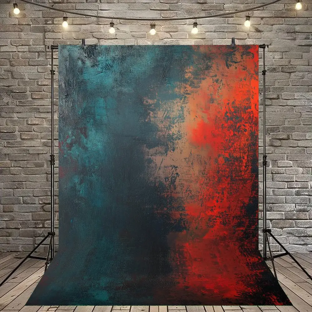 1PC Polyester Vintage 2D Flat Art Graffiti Backdrop Banner - Contrast-Color Oil Painting Texture Reusable Photo Curtain, Studio Portrait Prop for Happy Birthday Decoration