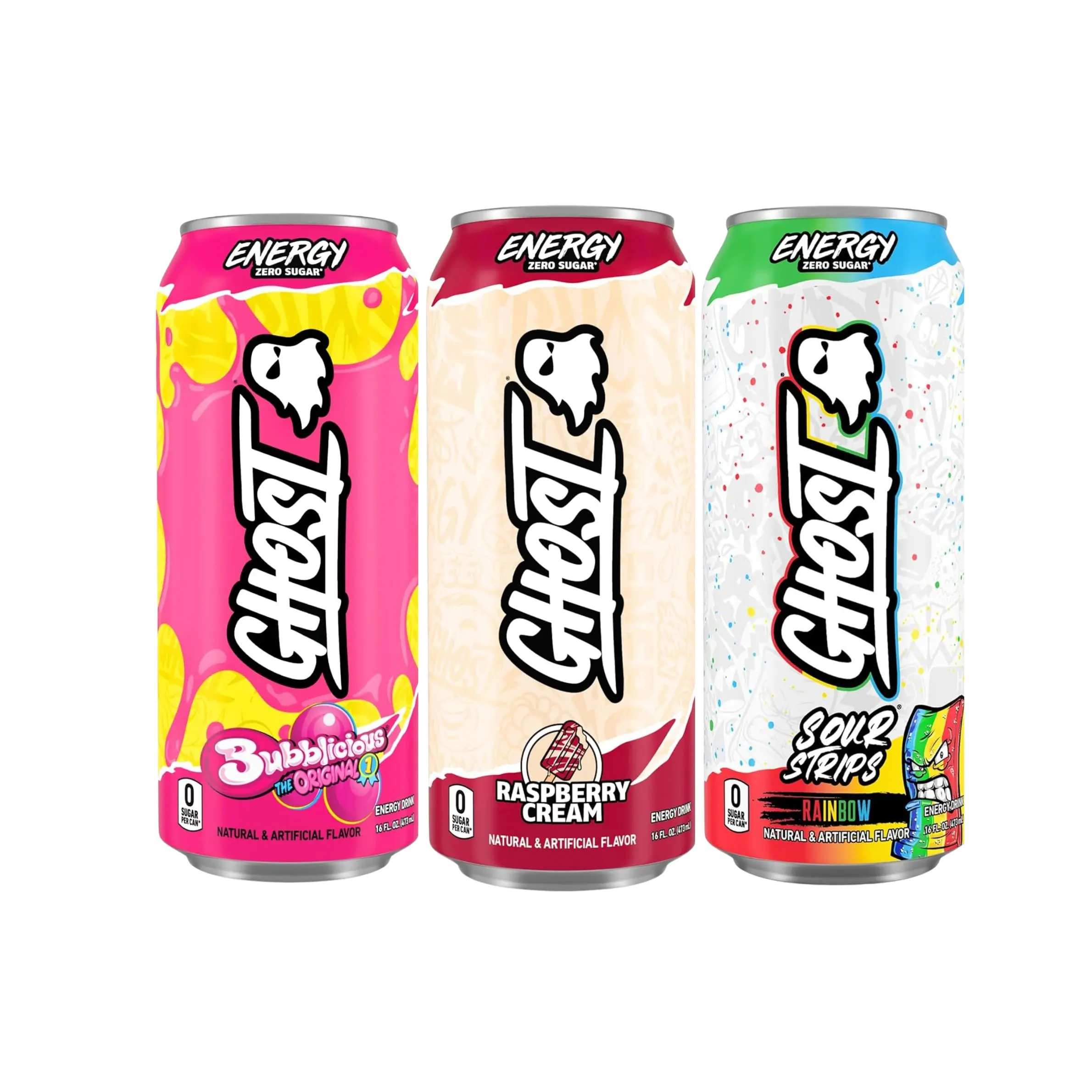 GHOST Sport Energy Drink Beverage, 16oz 0 Sugar Variety Pack (6 Cans, 2 Each Flavor) - 200MG Natural Caffeine, L-Carnitine, Taurine, No Artificial Colors, Gluten-Free, Vegan Pre Workout for Energy & Focus