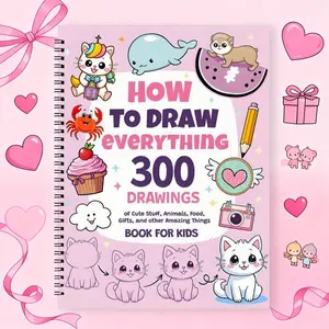 How to Draw 300 Cute Animal Food & Creative Patterns, DIY Drawing, Stress Relief, Coloring, Improve Imagination, Adult Student Gift, Perfect Christmas New year Gift, Doodle Books