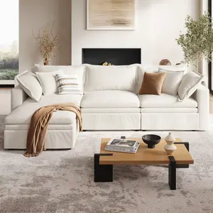 [2-3 Packages Shipping] 114.57-148.03" Cloud Couch, Oversized Modular Comfy Sofa for Living Room, L Shaped Sectional Couches with Detachable Sofa Cover, Storage Ottoman