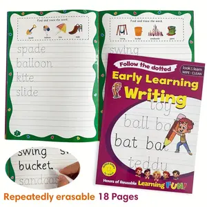 Manual Erasable Writing Book for Kids, 18 Reusable Pages with Interactive Activities, Tracing & Drawing Practice, Early Learning Tool