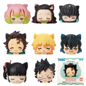 6Pcs/1 Set Anime Demon Slayer Kamado Nezuko Tanjirou Agatsuma Zenitsu PVC Q Version Napping Cat Inosuke Prone Pose Model Toy