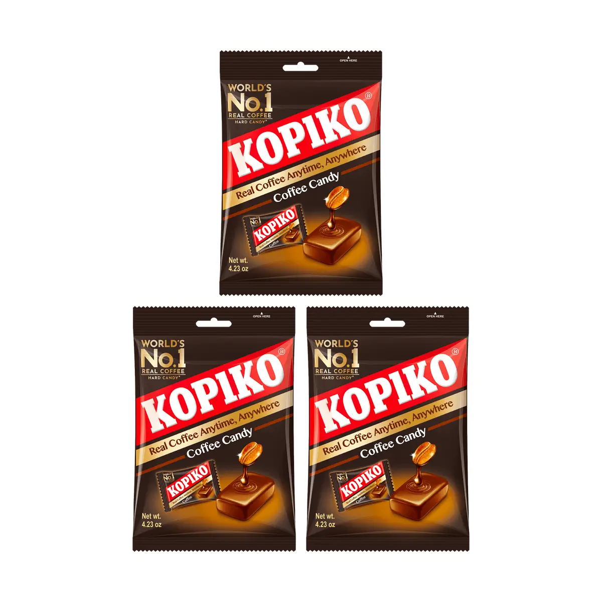 KOPIKO Indonesian Coffee Candy 3 Pack - Rich Aroma, Original Flavor, 120g Each - Authentic Indonesian Specialty