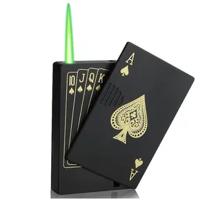 Poker card lighter, jet torch lighter, love lighter, refillable butane lighter, spade ace cool lighter, windproof poker design, suitable for outdoor, indoor, barbecue, candles, and unisex gifts (excluding gas)