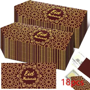 Eid Mubarak Money Envelopes, 18-Pack 6.7x3.2 Inch Cash Gift Card Holder, Premium Quality Ramadan Envelopes for Money Gifting, Holiday Party Favors, Festive Designs