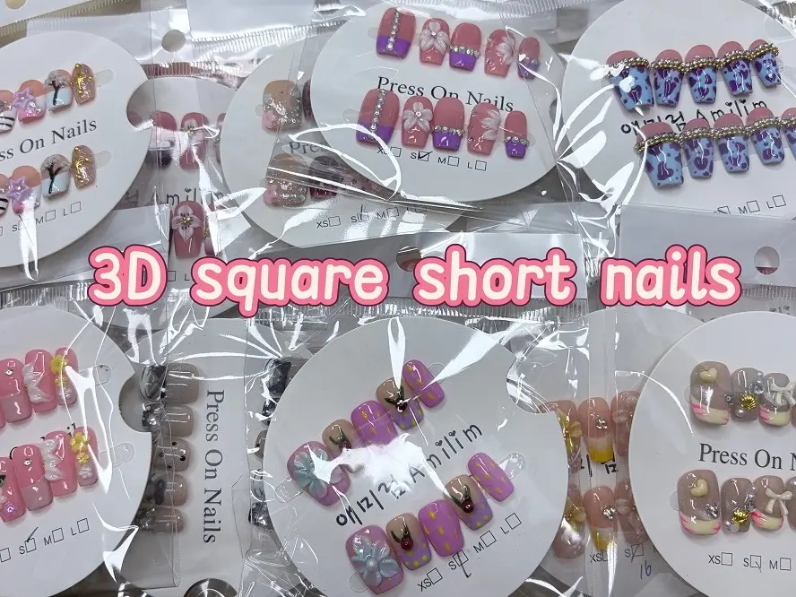 Jojo(12878)gc.20 pairs for $30 3D short square press on nails random styles