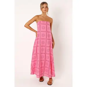 Soph Strapless Maxi Dress - Pink Red
