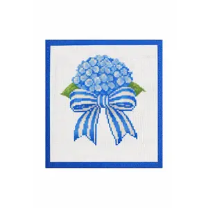 Grand Millennial Hydrangea with Bow Printed Needlepoint Canvas