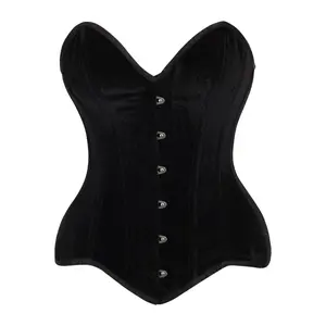 Top Drawer Black Velvet Steel Boned Overbust Corset