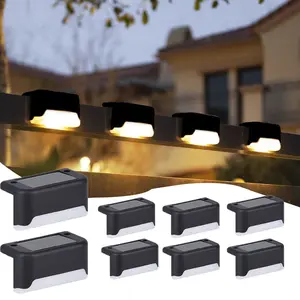 Solar Powered Stair Lights Outdoor Pathway Lighting, Set of 8 Decorative Solar Step Lamps for Garden & Yard Decoration, Waterproof Solar Lights, Durable Waterproof Light