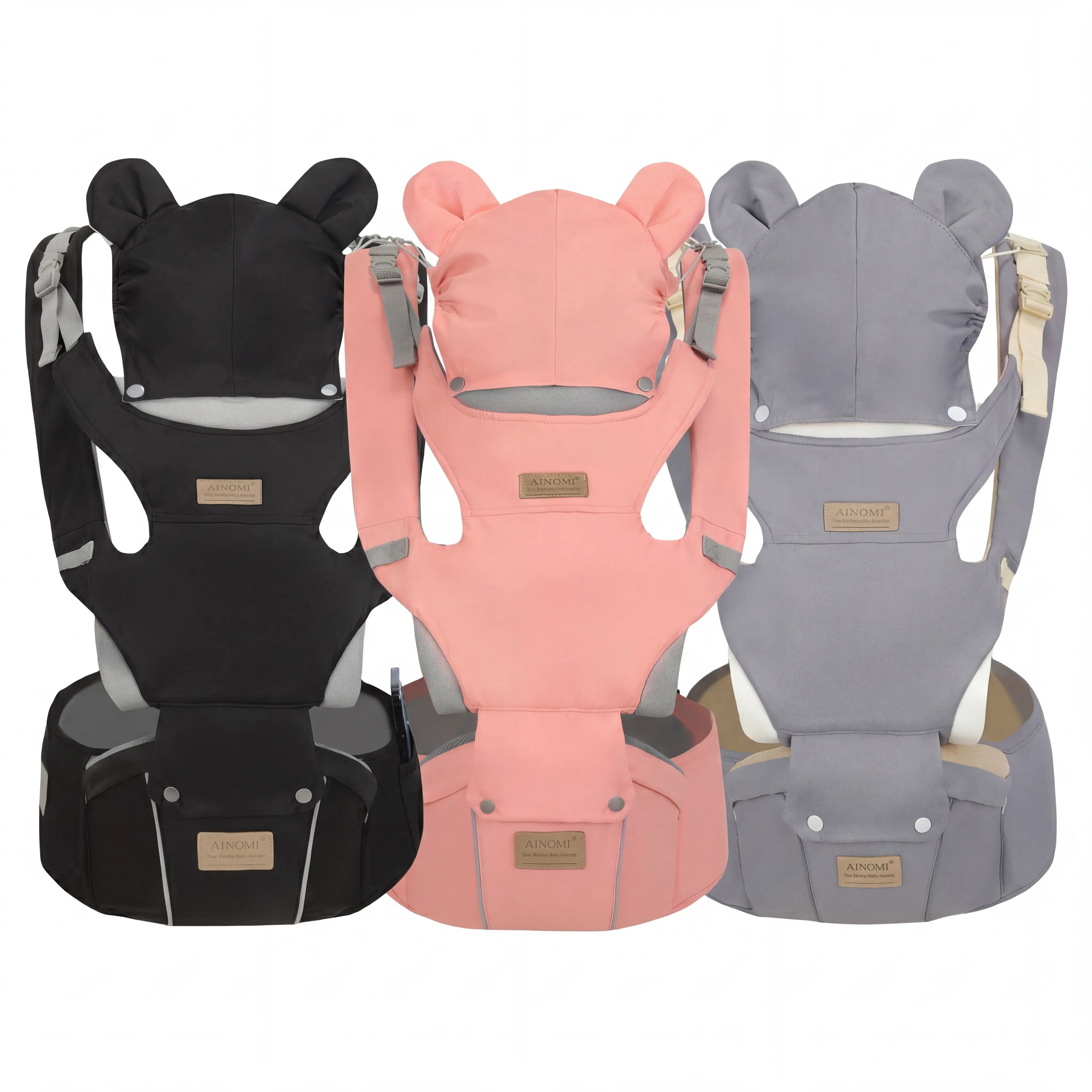 Ergonomic Unisex Bear Animal Print Baby Hip Seat Carrier, Breathable Oxford Padded Front Sling, Adjustable Waistband, Multi-Position Portable Hands-Free Toddler Carrier for Daily Outdoor Family Use, Infant Stuff