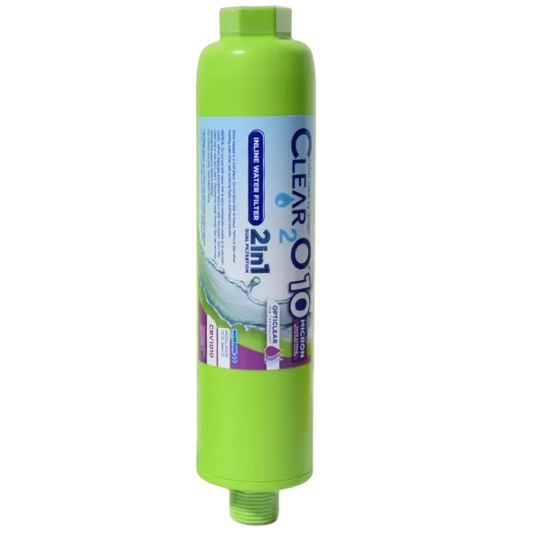 CLEAR2O 2IN1 RV Inline Water Filter – The Ultimate Filtration Solution for RV Adventures - 10 Micron Solid Carbon Block & 15 Micron Pre-Filter