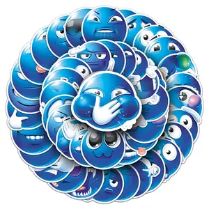 100pcs two sets of repetition cartoon blue bean cute creative stickers Sticker Packs suitcase refrigerator glass personality decorative stickers, Decoration