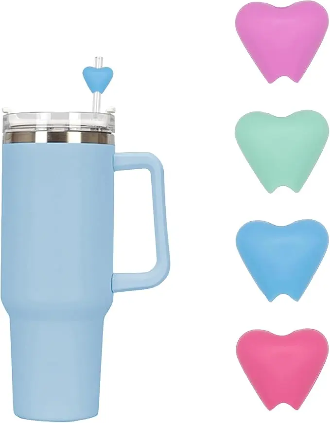 Lipzi Aesthetic Stylish Sturdy Silicone Sleeve Drinkware Accessories Pack - 4 Anti-Wrinkle Tips for Original Lipzi, Stanley Reusable Straws - Thoughtful Gift