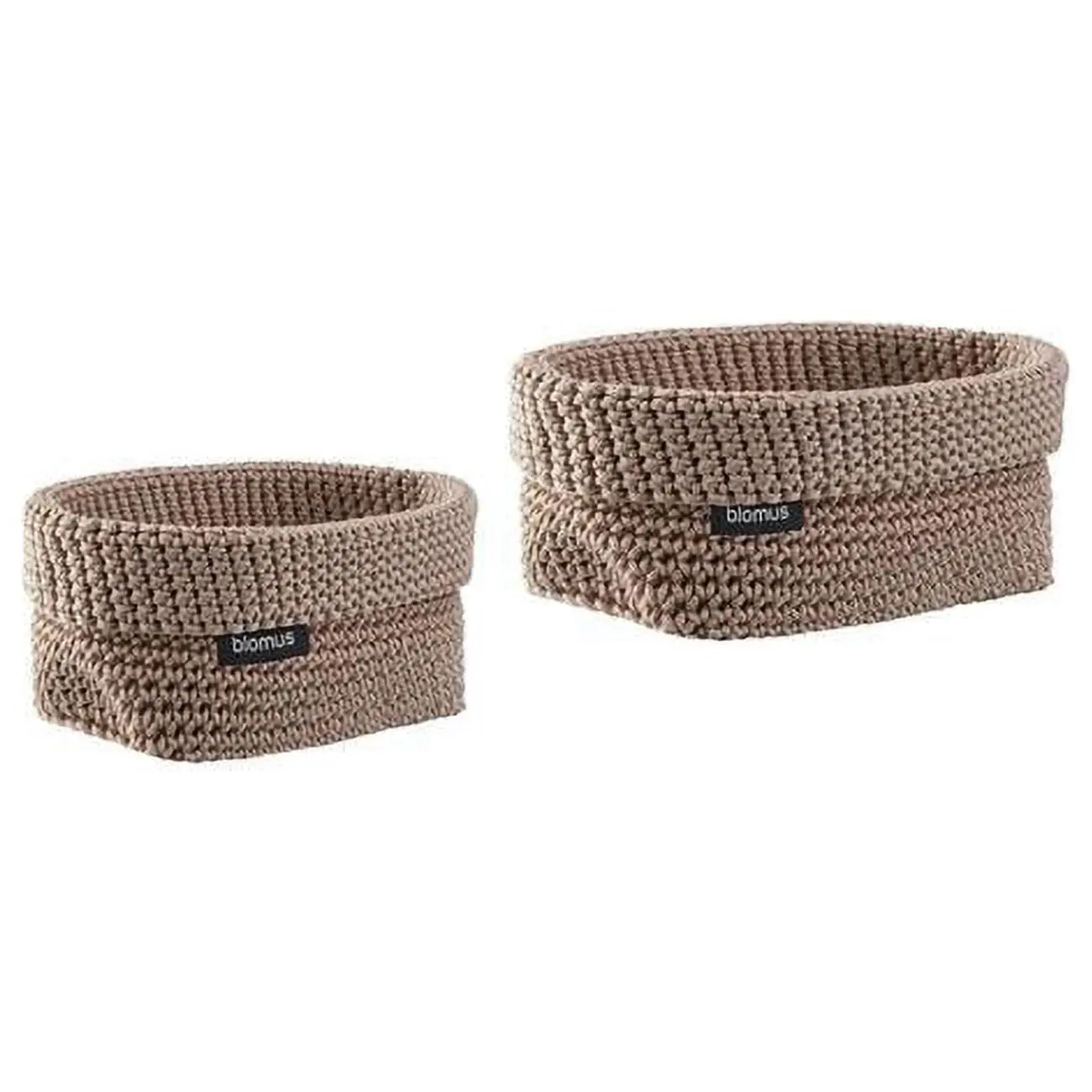Blomus 97319 Tela Crochet Synthetic Storage Basket Set, Home Organiser - Bark Mauve
