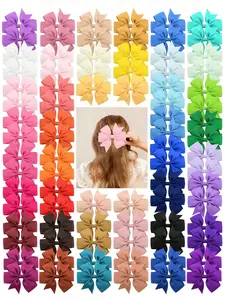 20pcs Random Color French Vintage Large Bow Hair Clips, Elegant Metallic Hair Bows Girls Hair Accessories Value Pack, For Birthday Parties, Fancy Dress, And Daily Use Claw Clips Hair Claws Hair Barrettes Hair Clip Set