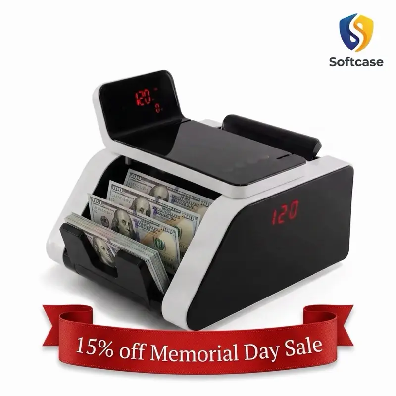 Automatic Multi-Denomination Money Counter, Multi-Currency Banknote Sorter with UV, Magnetic, Variable Ink & Infrared Detection, Modern Clean Aesthetic Design, Automatic Multi-Denomination Money Counters