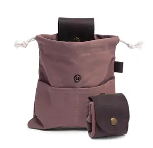 Foraging Pouch Leather Canvas Collapsible Bag Camping Storage Folding Bag Mushroom Bags Bushcraft Belt Pouches for Travel Camping Hiking Bag