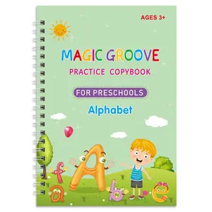 Grooved Children's Writing Book - Reusable Grooved Letter Tracing - Magic Ink, Preschool Handwriting Workbook for Boys and Girls 3-5, 6-7