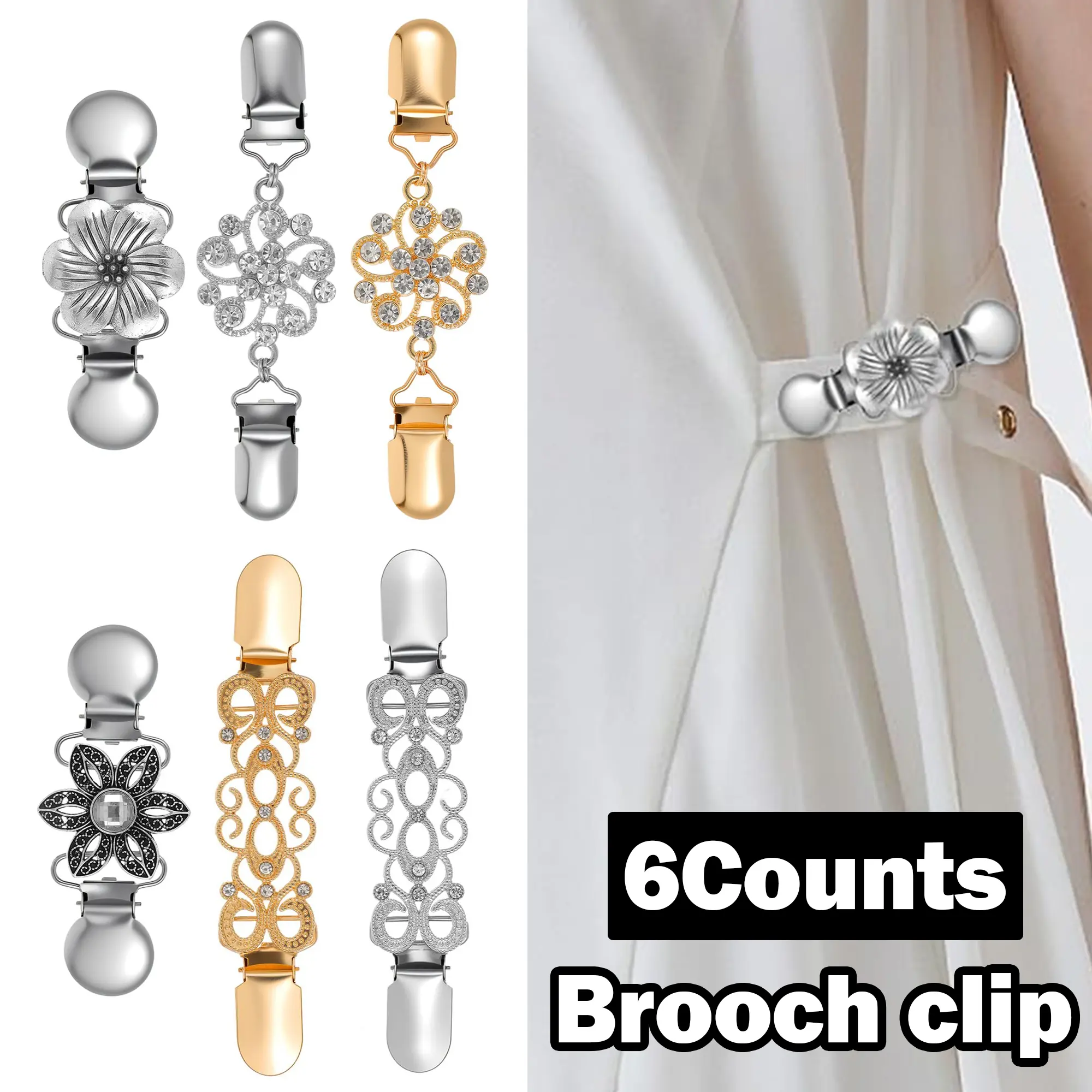 6 Counts Vintage Sweater Shawl Clasps, Metal Fasteners for Cardigans and Dresses