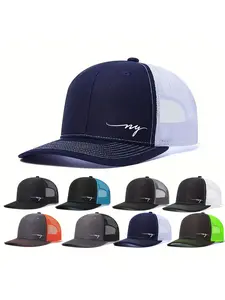 1pc Unisex Baseball Cap Mesh Dad Hat with Letter Printing, Fitted Street Style for All Seasons, Printed Trucker Hat for Men and Women