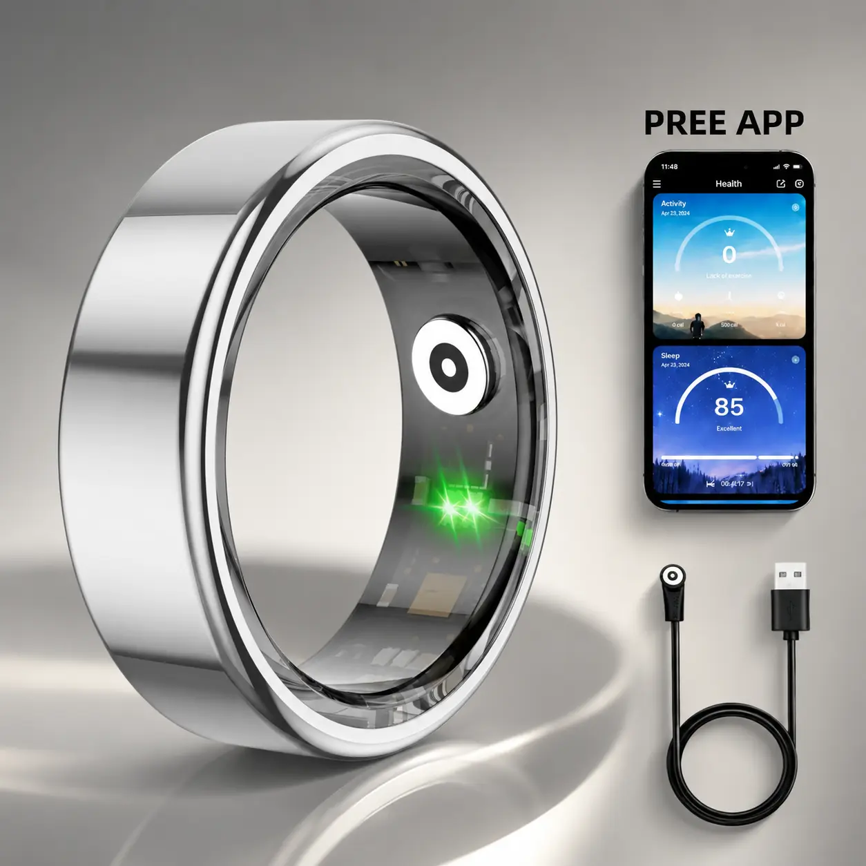 New Smart Ring Health & Fitness Tracker - No Subscription, Heart Rate, SpO2, HRV, Sleep & Stress Monitoring, Activity Tracking, Multiple Sports Modes, Waterproof Design, Gift for Adults, Smart Daily Life Companion