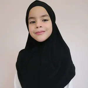 Girls Black Silky Two-Piece Hijab | silky stretch fabric | school hijab | every day essential hijab