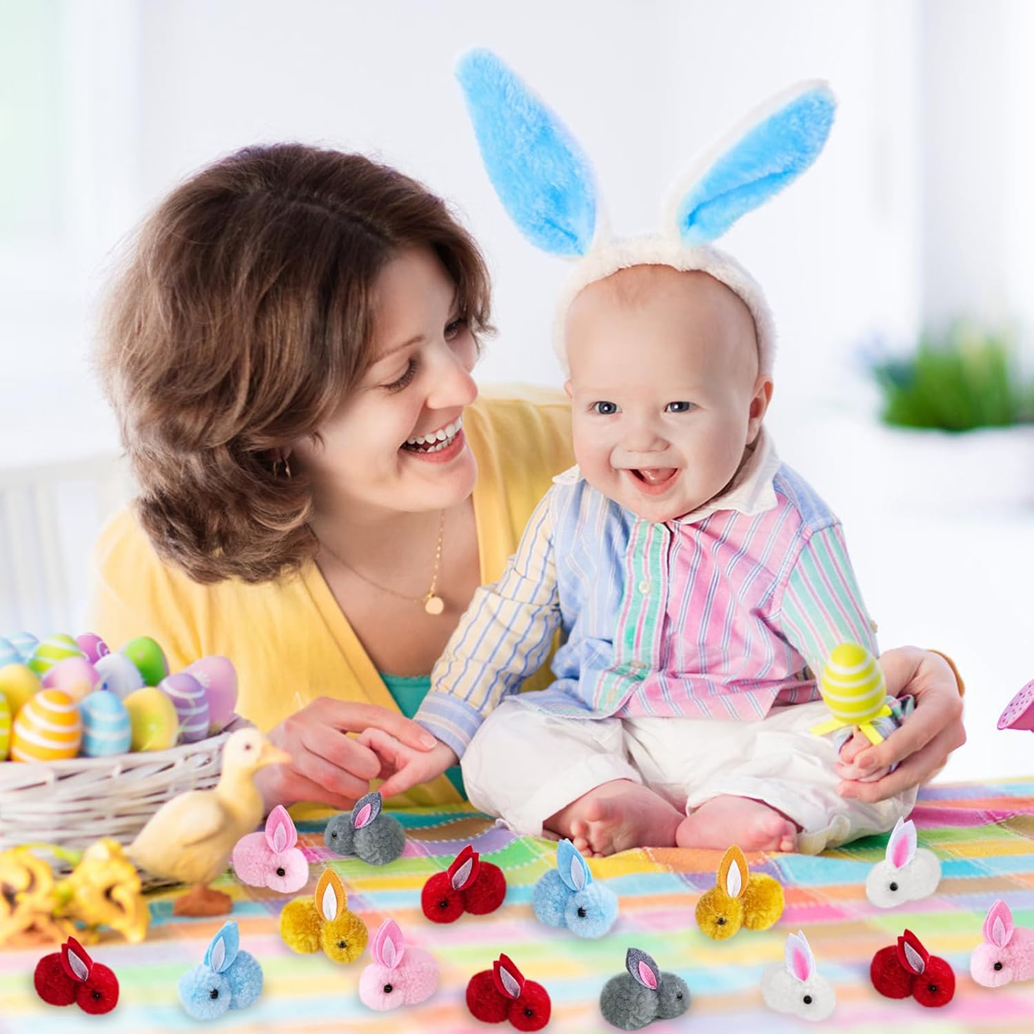 30 Pack Easter Eggs Fillers with Mini Easter Bunny Plush – Colorful Bunny Stuffed Animals, Easter Basket Stuffers for Kids, Toddlers, Teens, Boys & Girls