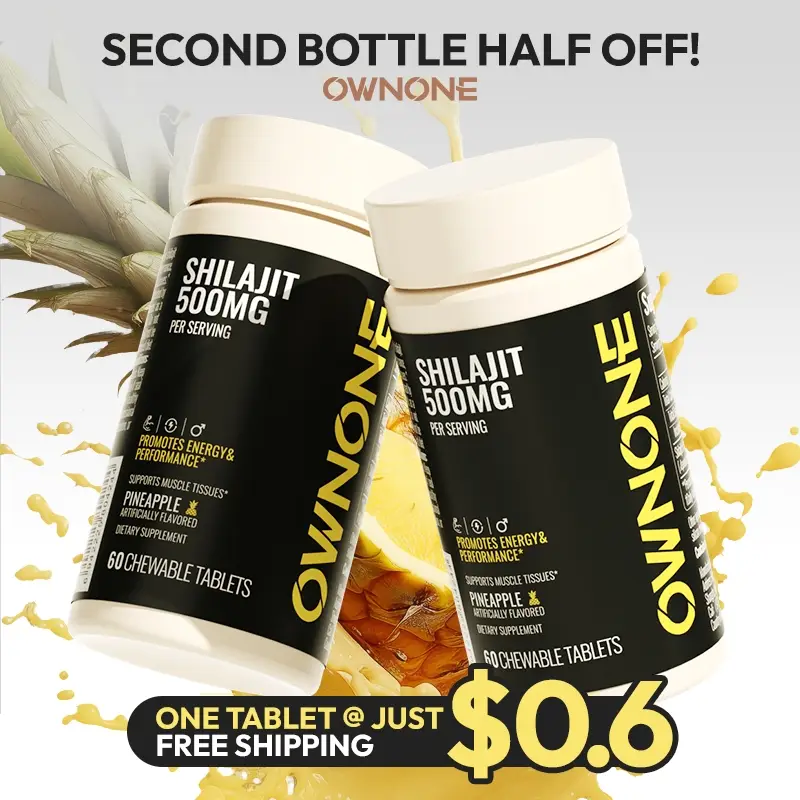 【SECOND BOTTLE HALF OFF】OWNONE SHILAJIT Chewable Tablets | 15000MG High Content | For Muscle,Energy,Strength | Athletic Performance Support | Pineappl