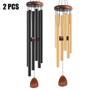 2 PCS Vintage-Style 6-Tube Aluminum Wind Chimes, 26.8 in Deep-Tone Metal Memorial Chimes, Handmade Tuned for Soothing Melodies, Outdoor Garden Backyard Patio Decor, Ideal Garden Accessories Gifts for Adults, Backyard Decor