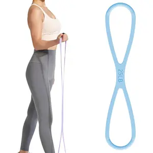 Figure 8 Resistance Band for Women & Men - 25LB Blue Silicone Pull Rope, Non-Slip Grip, for Shoulder/Back/Arm Workouts, Home Gym & Yoga