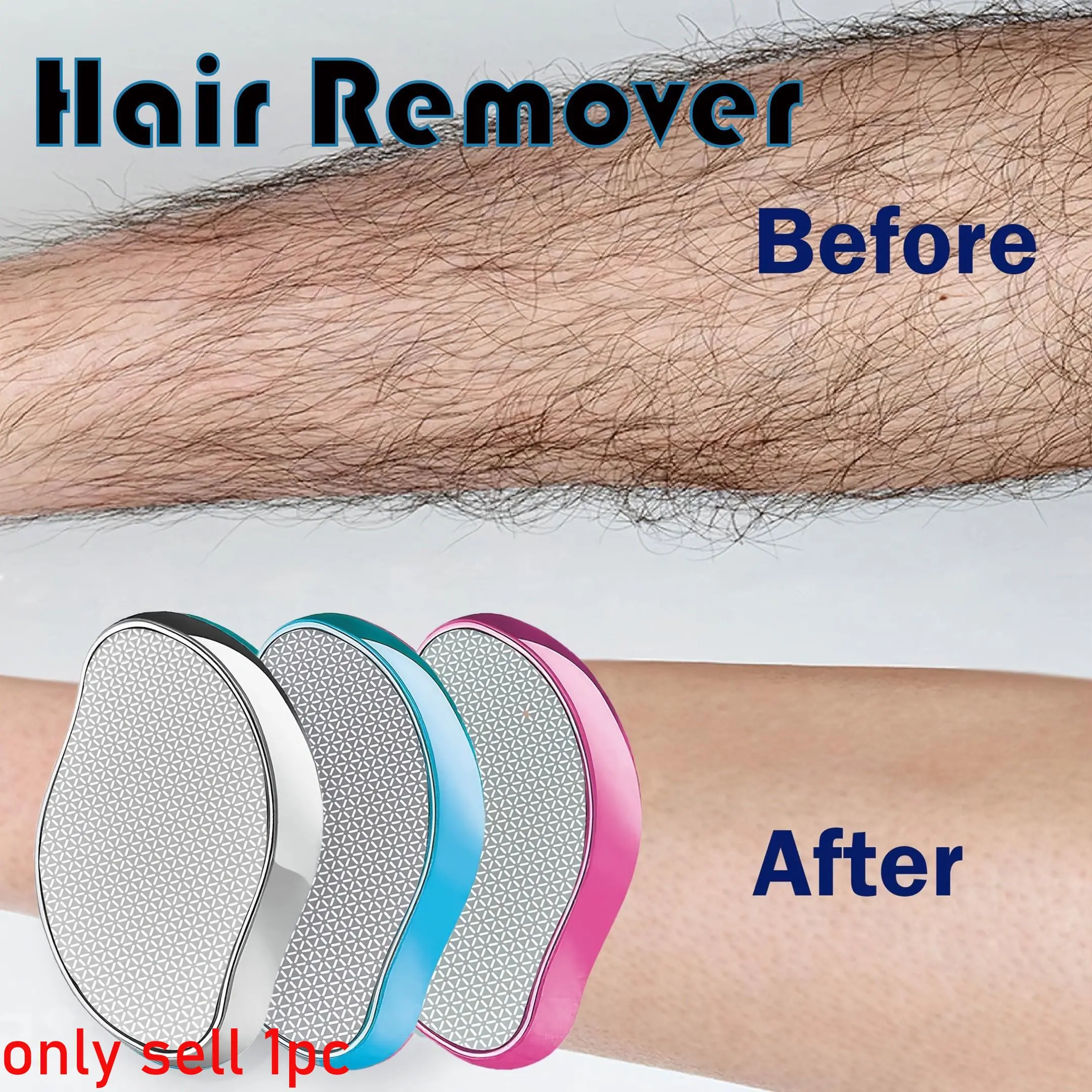 Crystal Hair Remover for Men and Women, Pain-Free Exfoliation, Reusable Waterproof Device, Random Color, Smooths Back, Arms, Legs, Body Shaver, Hair Removal, Painless Hair Remover