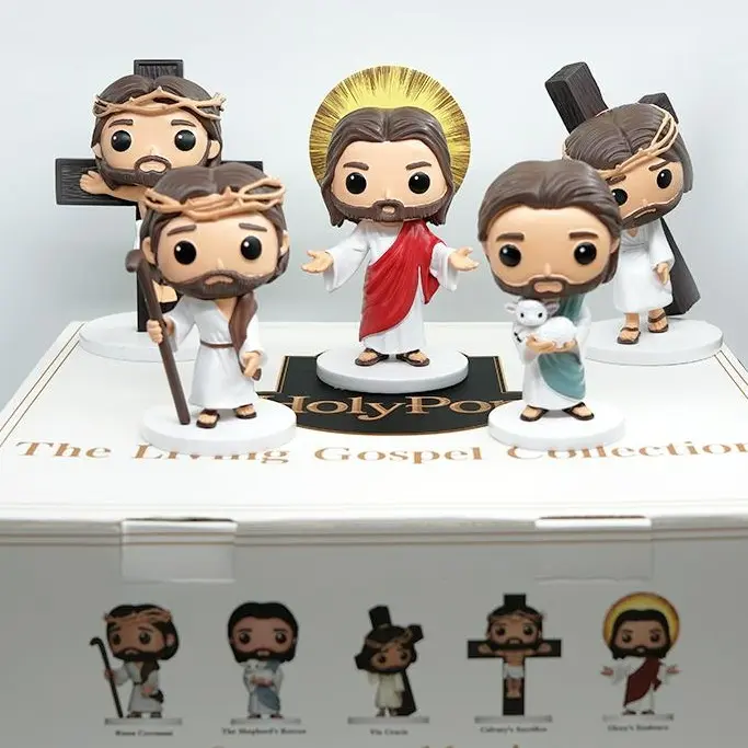 The Living Gospel Collection Jesus Figurine Set 5 Resin Styles Religious Ornaments for Christian Gifts Home Church Decor Daily Reminder Decorative