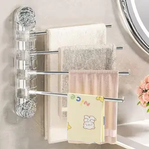 Wall-Mounted Towel Rack, Space-Saving Rotating Design, Holds Up to 4 Towels, Rust-Resistant & Durable, Ideal for Bathroom Use