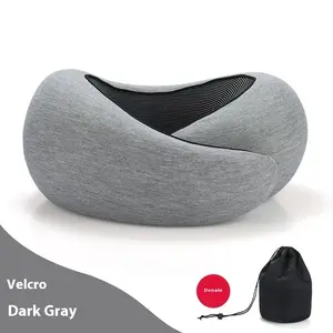 Soft Memory Foam Travel Neck Pillow U Shape Adjustable Support Snail Dark Gray Velcro Portable for Plane Car Office Christmas Gifts