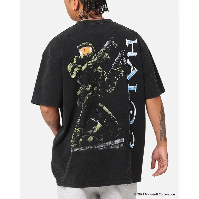73Studio X Halo Halo 2 Vintage T-Shirt Black Acidwash
