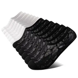 NEXFORMX Mens Camellia Scented Lace Mesh No Show Socks 6 Pack Breathable Ultra Thin Invisible Cotton Anti Slip Summer Comfort