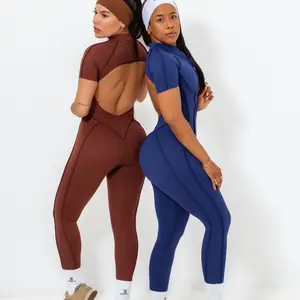 Zip Up Backless Jumpsuit