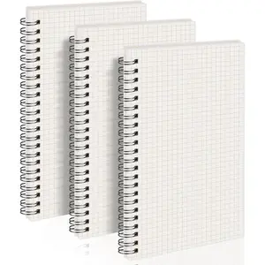 Graph Paper Notebook Spiral 3 Pack - A5 Grid Notebook 5.7"x 8.3", Thick 100gsm Graph Grid Paper, 80 Sheets, Transparent Hardcover Journals for School Supplies, Office, Writing, Drawing