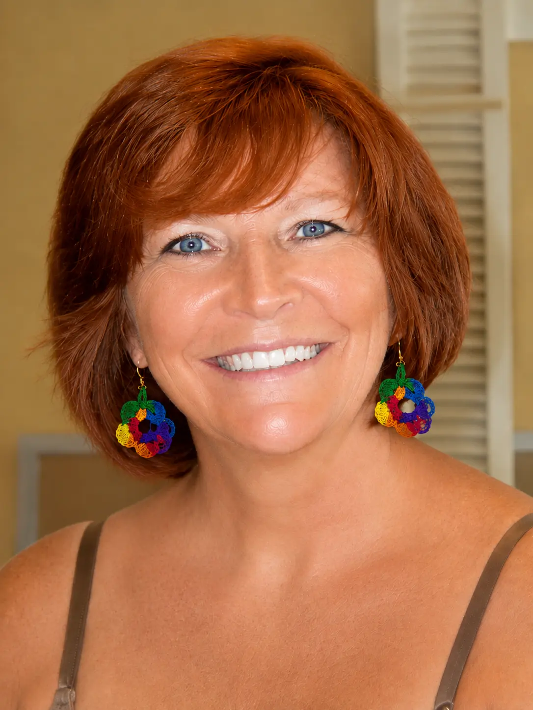 Handmade Rainbow Crochet Flower Earrings
