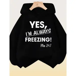 RUEPEI Women'S Hoodie With "YES, I'M ALWAYS FREEZING!" Graphic & Matthew 24:7 Bible Verse - Casual Streetwear, Fall Outfits