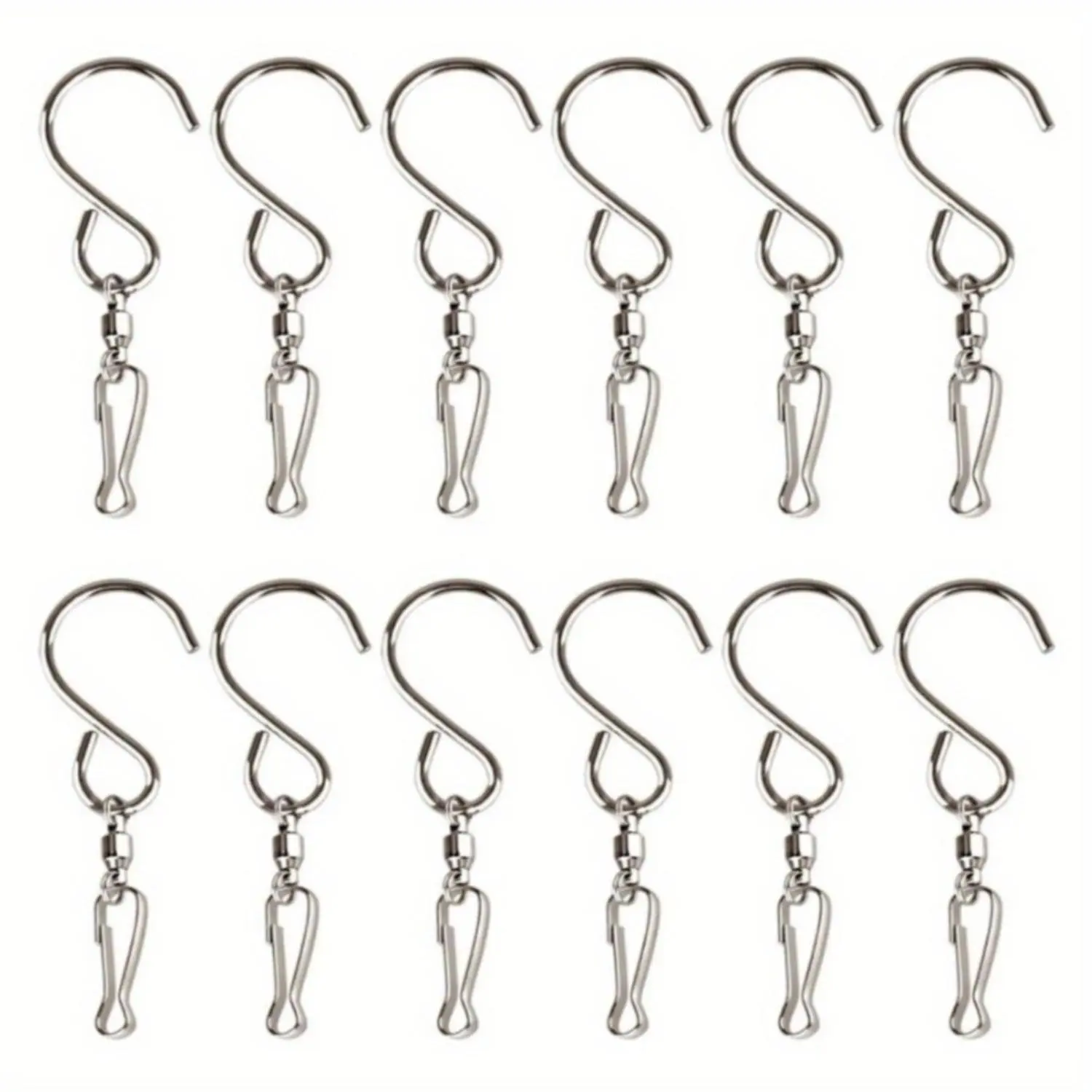 Swivel Hooks Clips for Hanging Wind Spinners Wind Chimes Crystal Twisters Party Supply 12 Pack Organiser Hangable Stainless Steel Rustproof Long Lasting DIY Stop Wind 360 Degrees Rotating Outdoorfun